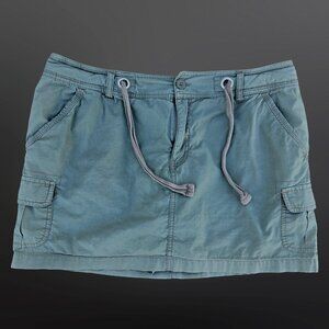 Y2K Mini Cargo Skirt Skort Womens Size 14 Mid Rise Green Cotton Grunge 2000s